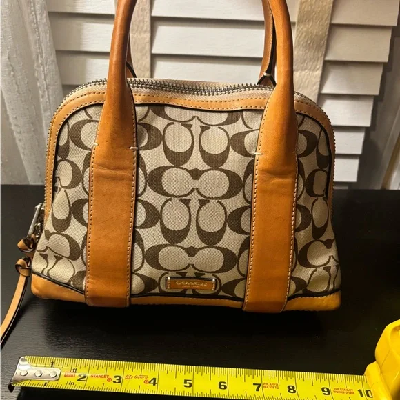 Coach Brown and Tan Signature Satchel - Picture 11 of 14